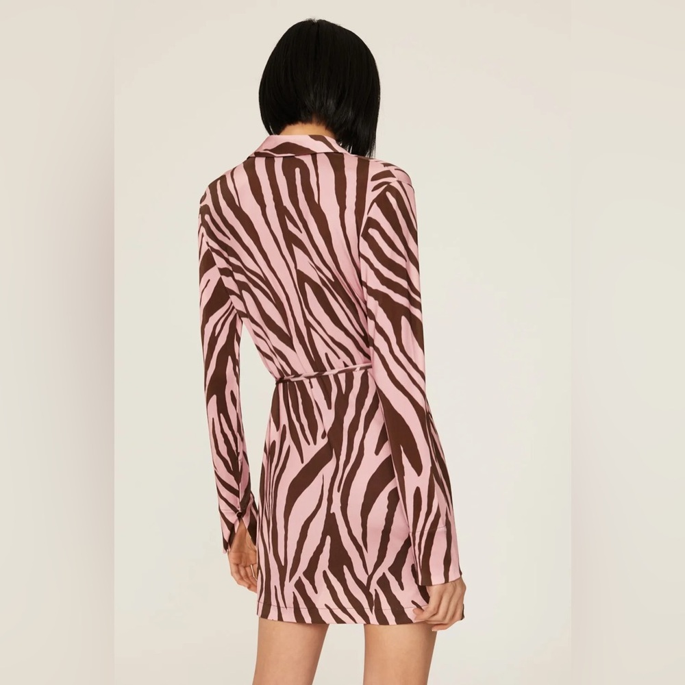 The andamane Pink & Brown Zebra-Print Long Sleeve Wrap Dress - Picture 5 of 5